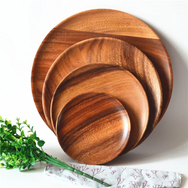 

High Quality Round Acacia Wood Hotel Dinner Serving Plate
