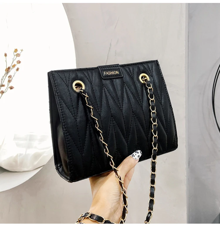 

Amazon fashion embroidered thread shoulder bag female PU leather cheap chain bag female bag handbag