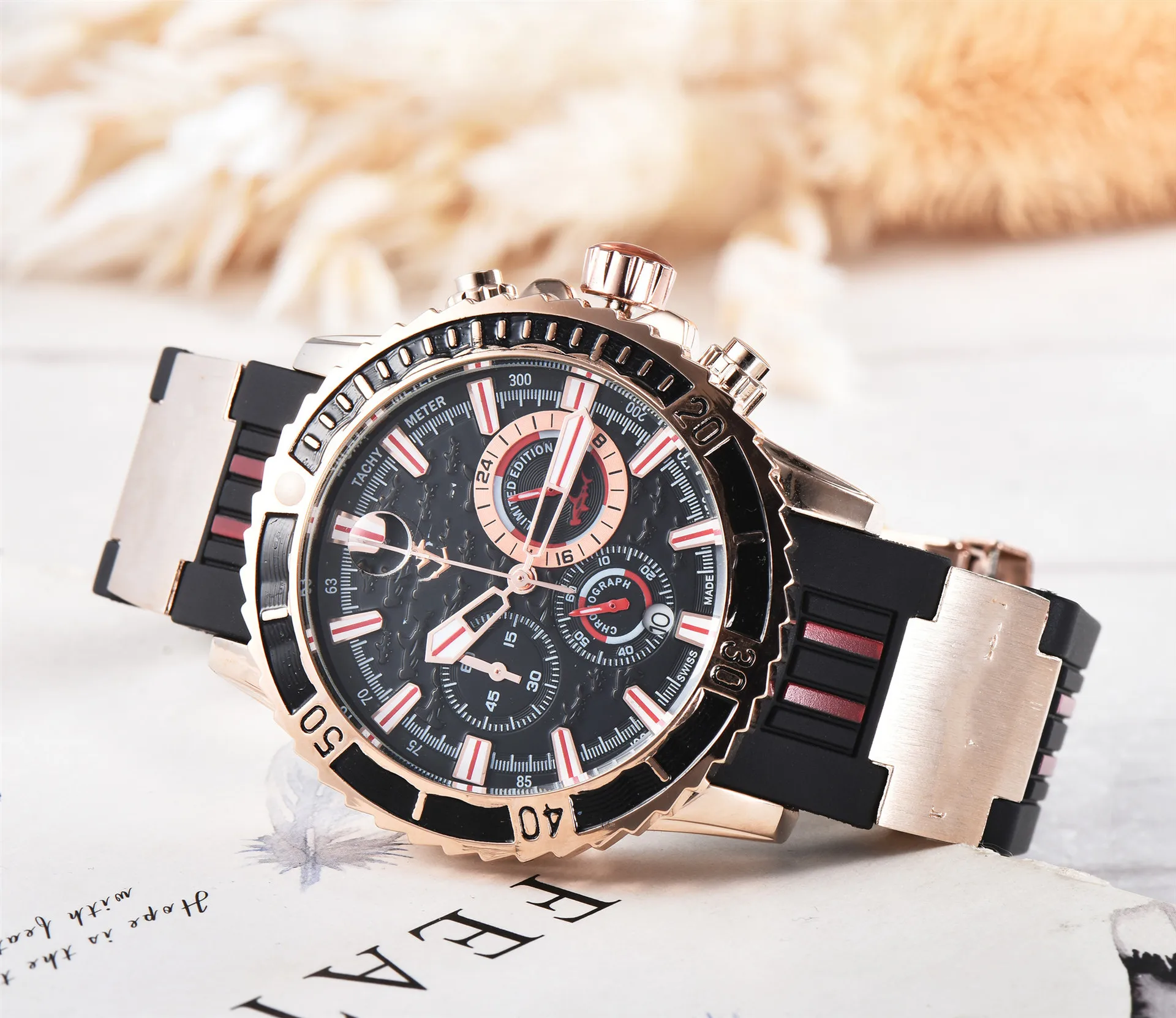 

Fashion Business men quartz watch logo design multi-time zone steel watch Luxury Quartz Wristwatch