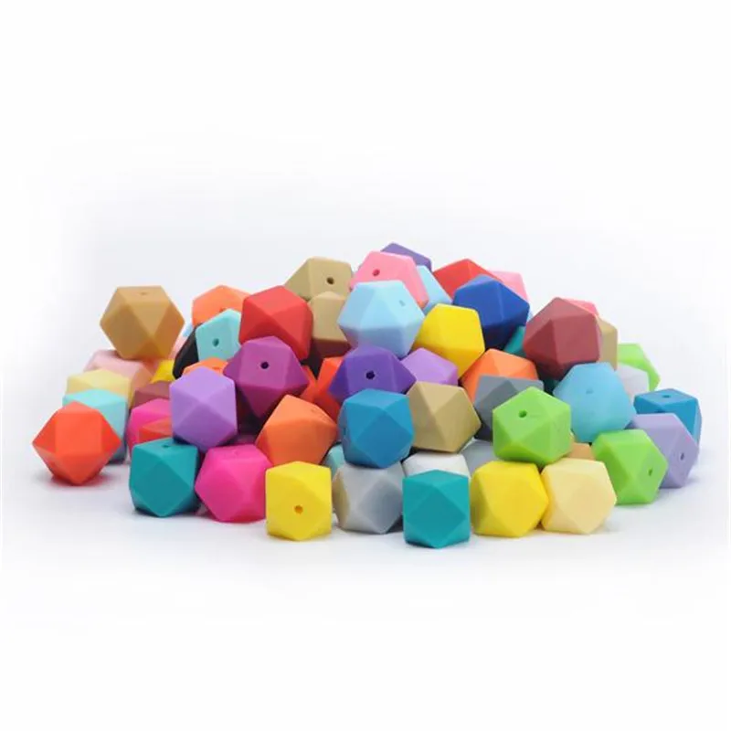 

Loose Hexagon Silicone Beads For Bulk Food Grade Bpa Free Baby Teether Letter Rainbow Bead Silicone Teething Beads For Jewelry, 99 colors