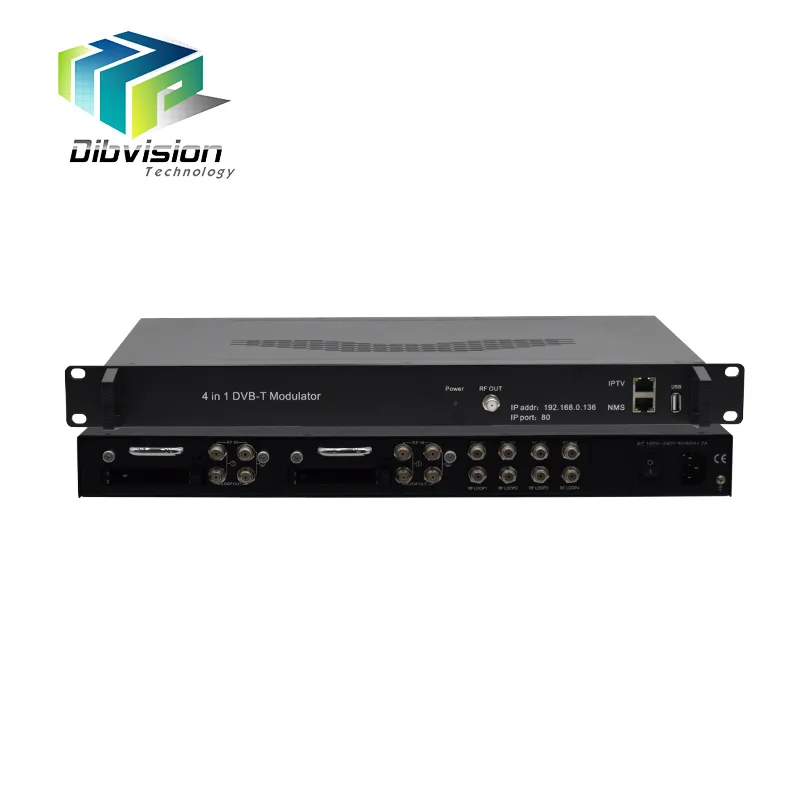 

12 tuner DVB-S2 to dvb-t2 hotel modualtor 4 channel rf qam transmodulator with scrambler