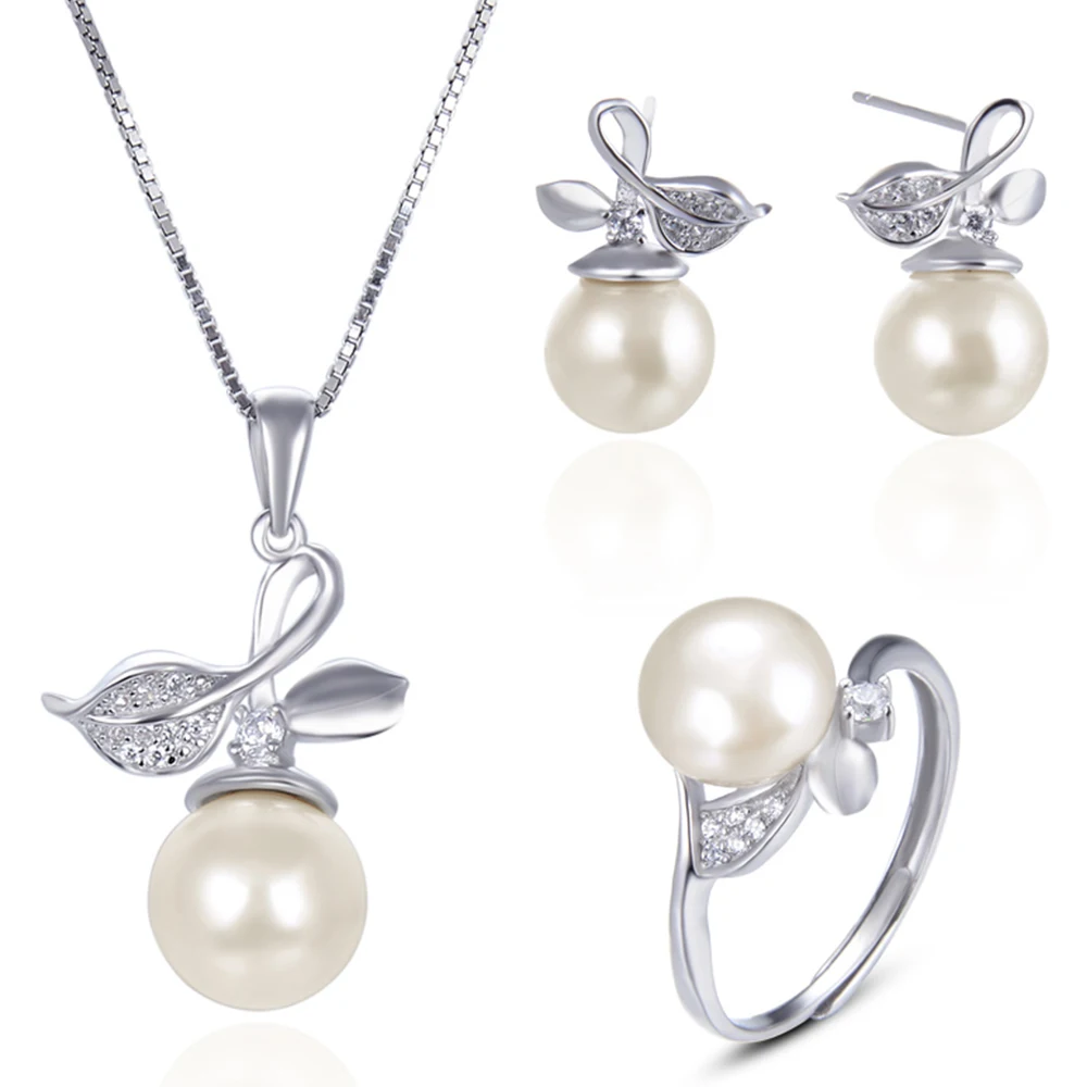 

pearl silver 925 gold necklace set wedding bridal women jewelry set necklace fine gold jewelry sets