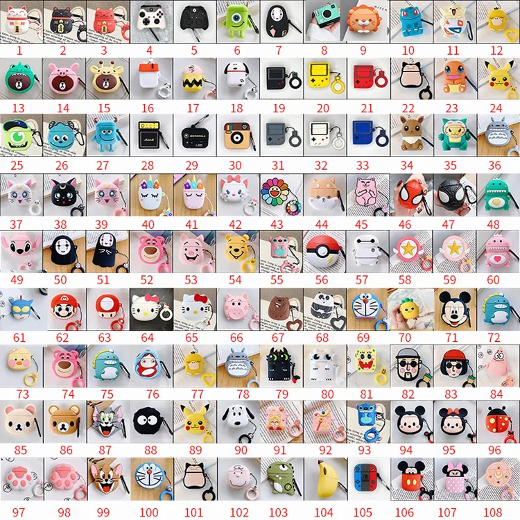 

New fashion cute 3D cartoon colorful animal soft silicone shock-proof earphone case For Airpod 1 2 for airpods 3 pro