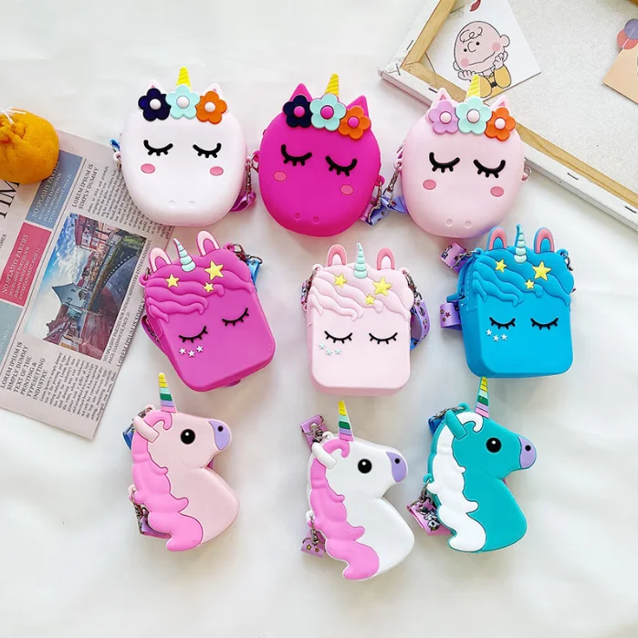 

Popular Silicone Purse Unicorn Mini Kid Purses Cartoon Handbag Girls Wallet Pouch Fidget Coin Purse Silicone Cosmetic Bag