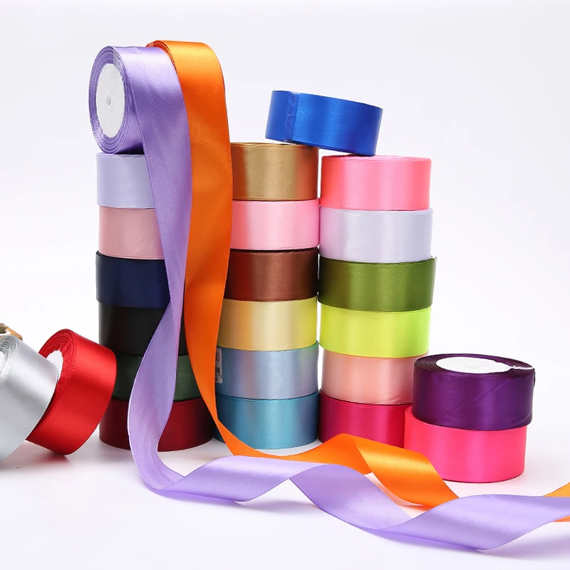 

Fine Texture Bright Color Flexible Smooth 4 Cm Solid Color Polyester Roll Satin Ribbon For Diy Bowknot