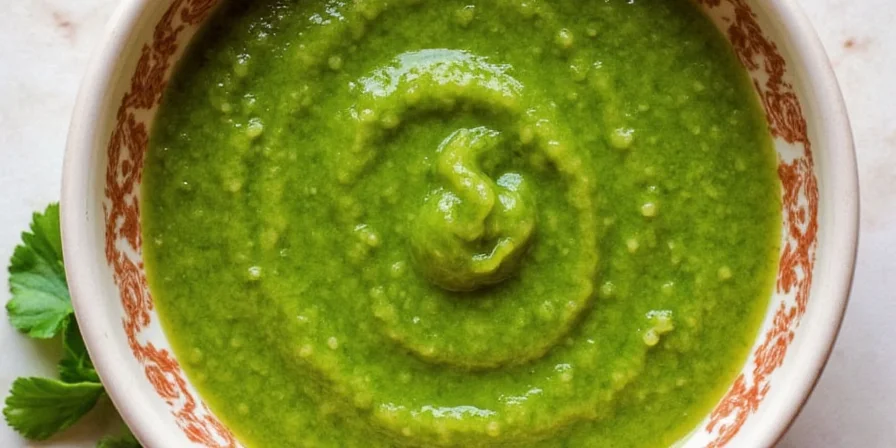 Red chimichurri sauce served with meat