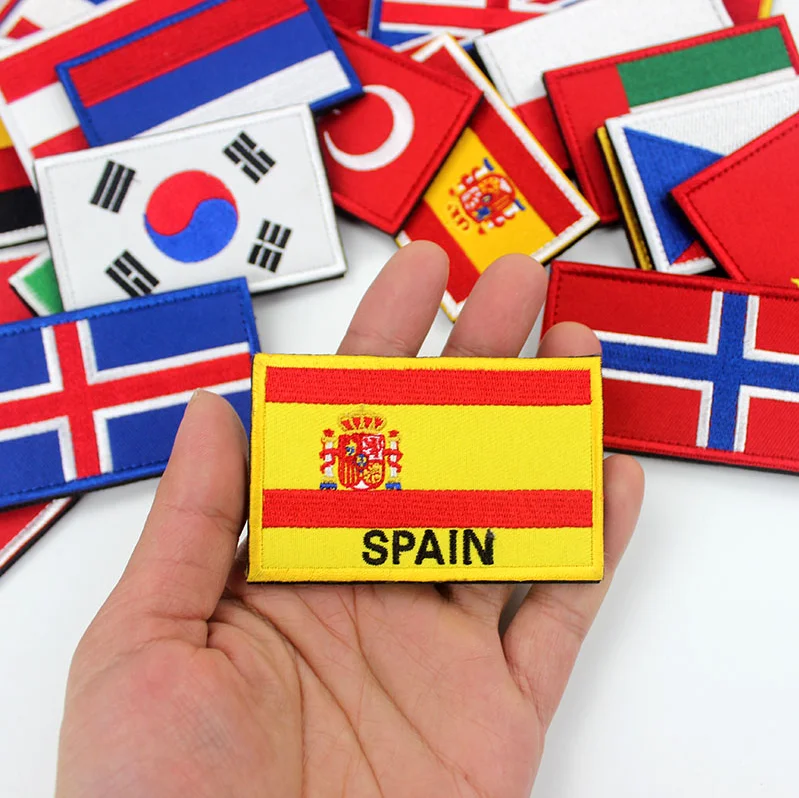 Oem Service Accepted Custom Embroidered Patches Flag Different