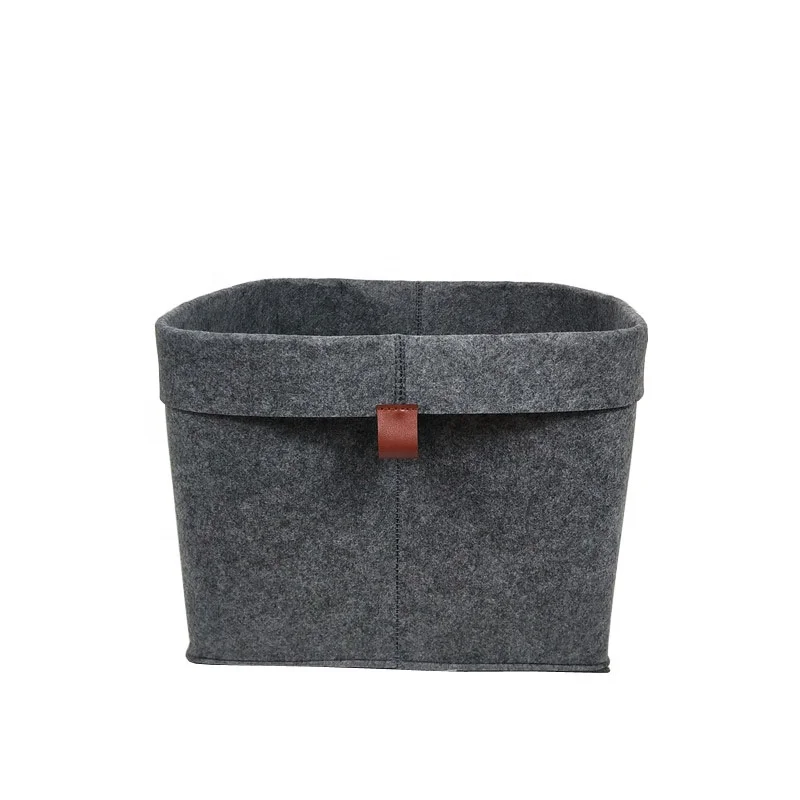 

New Arrival Household Large Space Dark Grey Felt Storage Organizer Laundry Hamper Bin Bag, Light grey