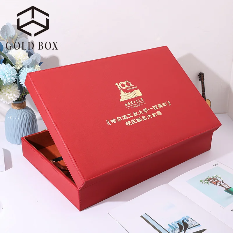 

Red Pu with logo mail box souvenir box leather
