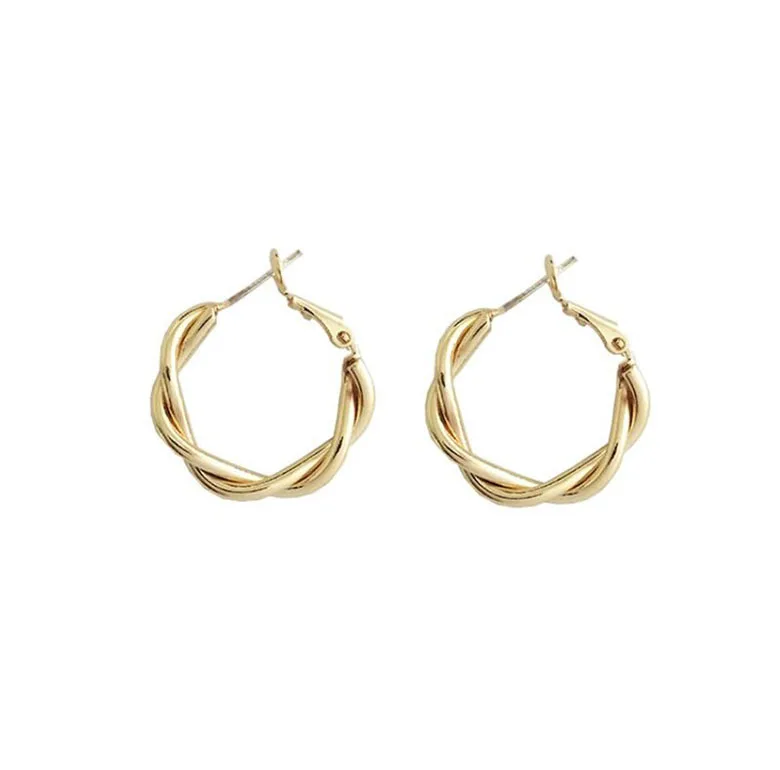 

European And American Fashion Geometric Twist Ear Earrings Simple Metal Personality Earrings Women