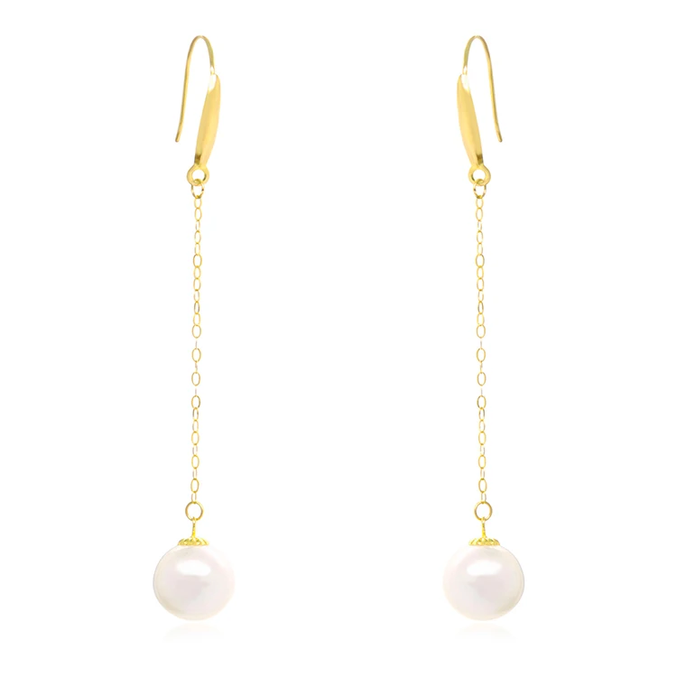 

Wholesale Simple 18K Gold Ear Jewelry Freshwater Drop Pearl Earrings for Women