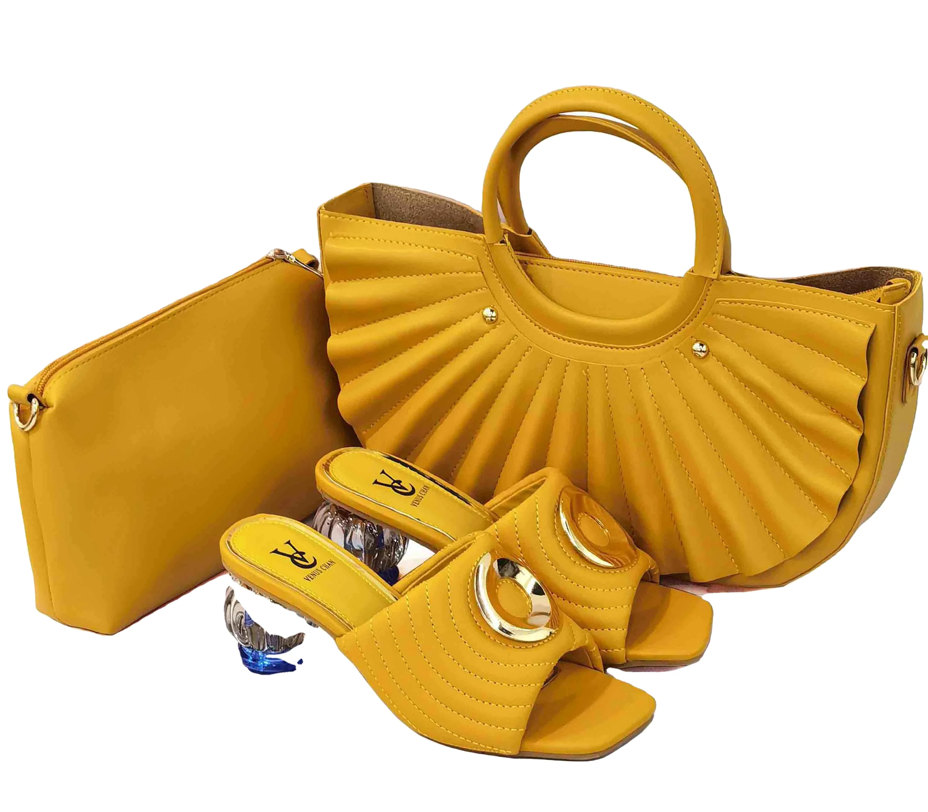 

2022 trending products women genuine leather handbag pu shoes and bags nigeria ladies, Black,gold, silver ,yellow