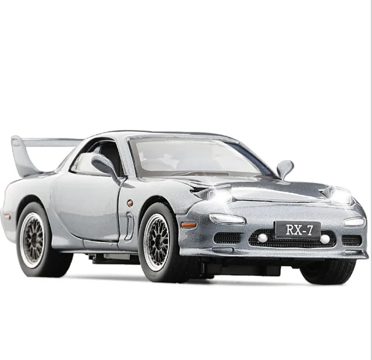 

JKM 1/32 RX-7 Racing Alloy Models Five Door Open Sound And Light Pullback Metal Car Model Toy Models