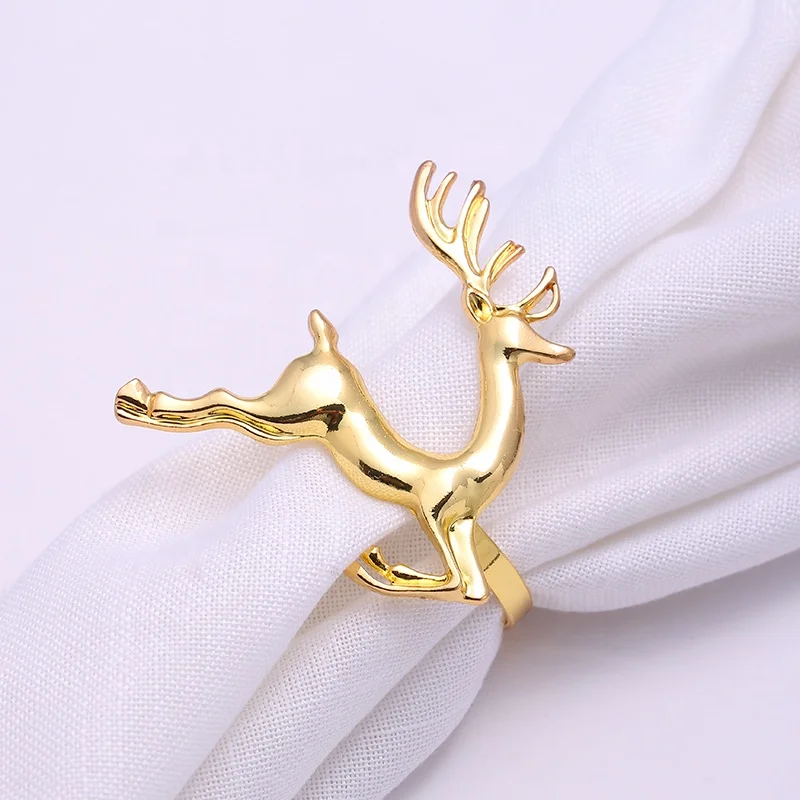 

Reindeer Metal Ring Buckle For Christmas Dinning Table Deer Napkin Rings, Silver, rose gold, black & gold