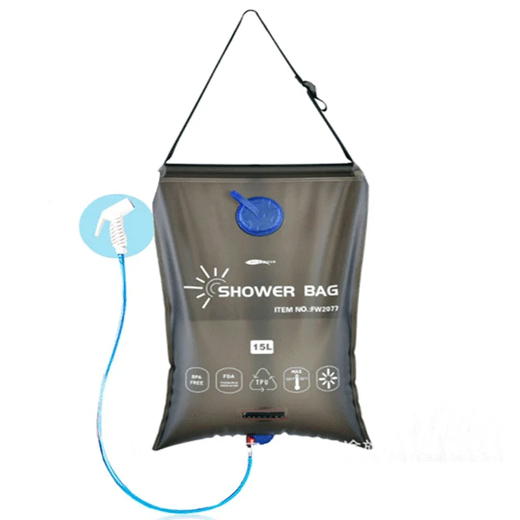 

Spot wholesale 15L Portable camping shower Heating Pipe Bag Solar Water Heater Outdoor Other Camping gear, Black