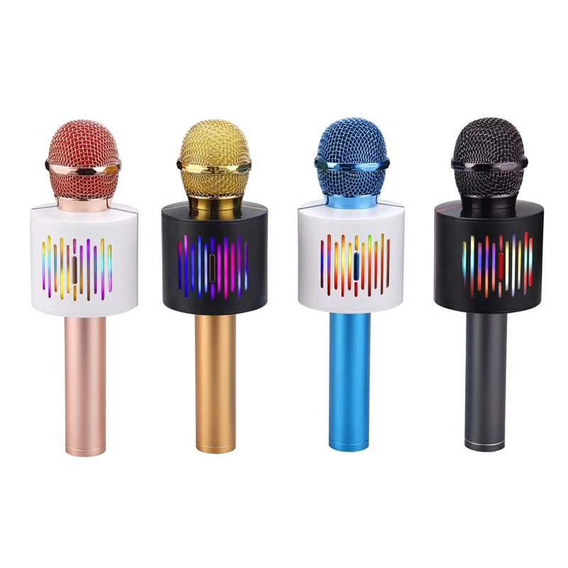 

Professional V8 Speaker Handheld BT KTV Colorful Light Wireless Microphone for Player Singing Recorder Mic Mobile Phone