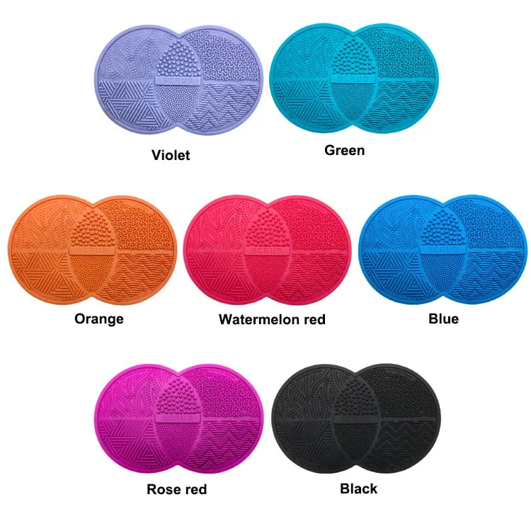 Double circles silicone multi makeup brush cleaner mat cosmetic makeup brush washer with sucking disc