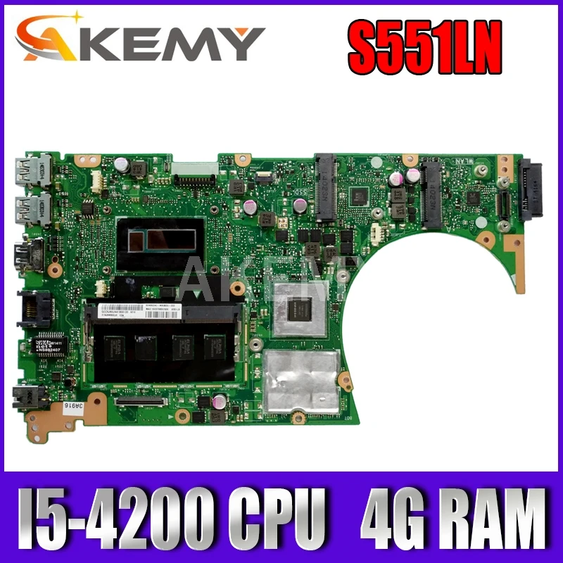 

Akemy For ASUS S551LN Laotop Mainboard S551 S551L S551LB S551LN R553L Motherboard with GT840/V2G I5-4200 CPU 4G RAM
