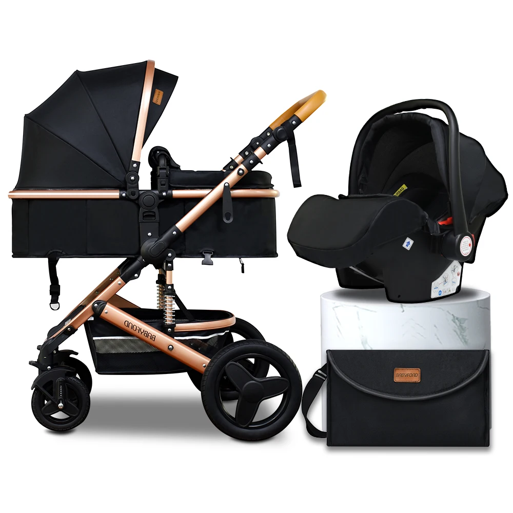 

Babyfond Luxury Baby Stroller 4 In 1 Folding Baby Pram For Kids Ride On Car Travel System With Car Seat