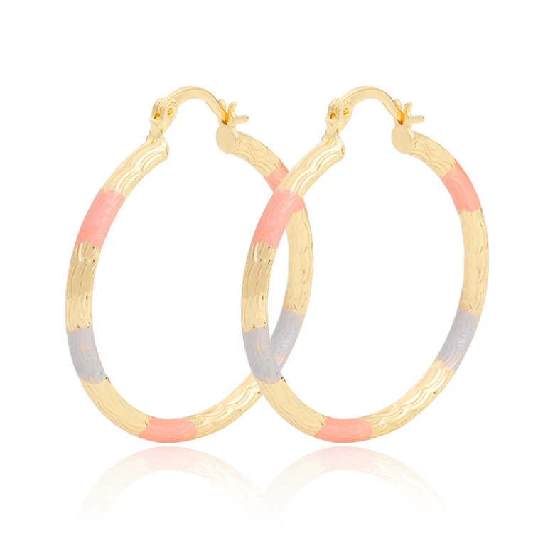 

2019 Colorful fashion african earings for women large 14k gold plated hoop earrings, Gold color