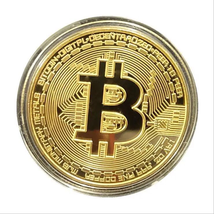 

Physical Bitcon Coin BTC Case Antique Commemorative Bitcoints Coins Metal Gold Plated Souvenir Gift Art Collection