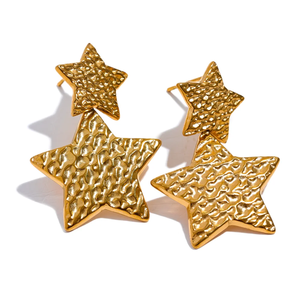 

JINYOU 468 New Stainless Steel Pentagram Star Dangle Earrings Bijoux Women Simple Metal Rust Proof Trendy Daily Gold Jewelry