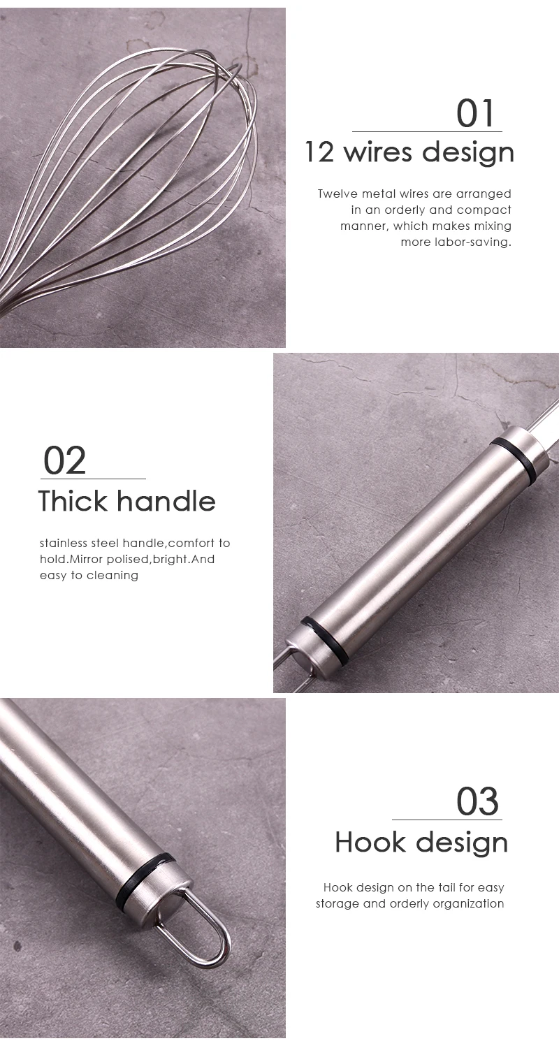 Factory Price Single Rotary Beater Kitchen Tools Hand Mixer Tool Portable Whisks Set Metal Manual Stainless Steel Egg Whisk