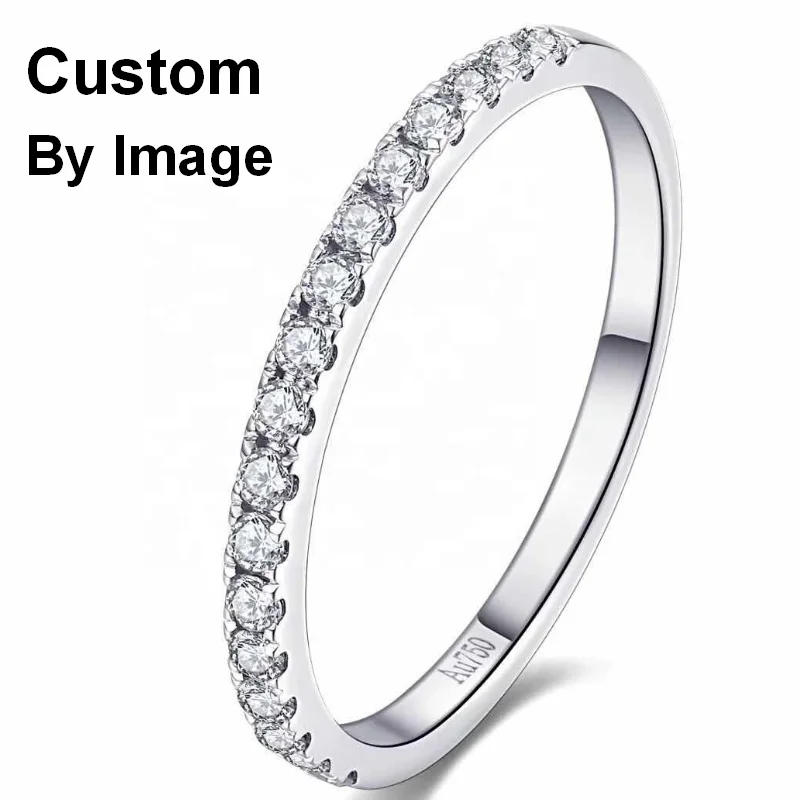

Starsgem 14K White Gold Band 1.5mm DEF Round Lab Grown Diamond Half Eternity Wedding Ring