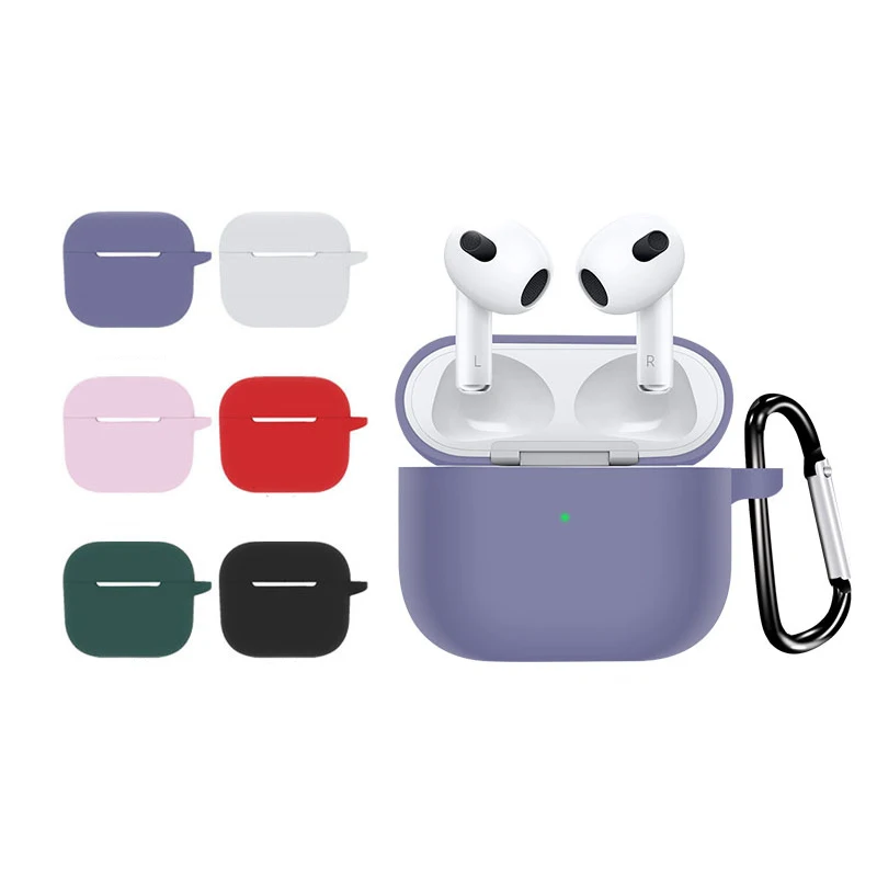 

2021 New Simple Soft Silicone Shockproof For Airpods 3 Generation Cover With Hook , For Apple Airpods 3 Case