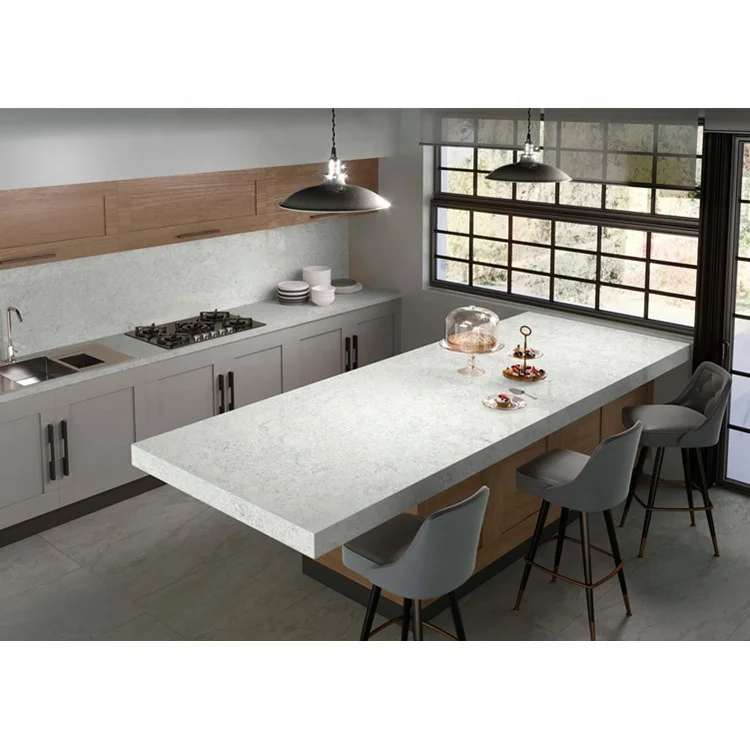 macostone prefab 人造灰色静脉 carrara 石英层压板岛厨房台面