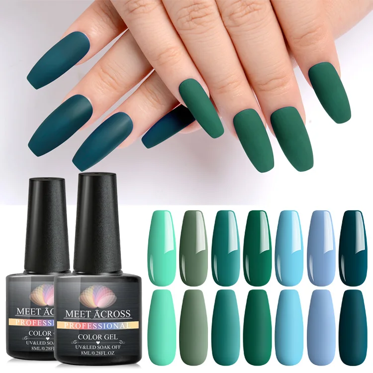 

Nail Art Green Color Matte Tpo Coat Gel Polish Varnish Uv Led Soak Off Gel Nail Polish, 8 colors optional
