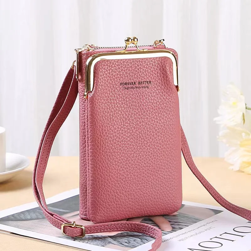 

New Arrival Solid Color Cellphone Purse Shoulder Bag Leather Clips Wallet Bag Mobile Phone Bags