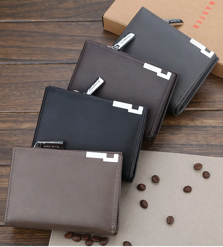 

New Wallets Leather Men Short Card Wallets Fashion Casual Organ Card Bag Large Capacity Zipper Minimalist Wallets, Black, brown, coffee color, grey