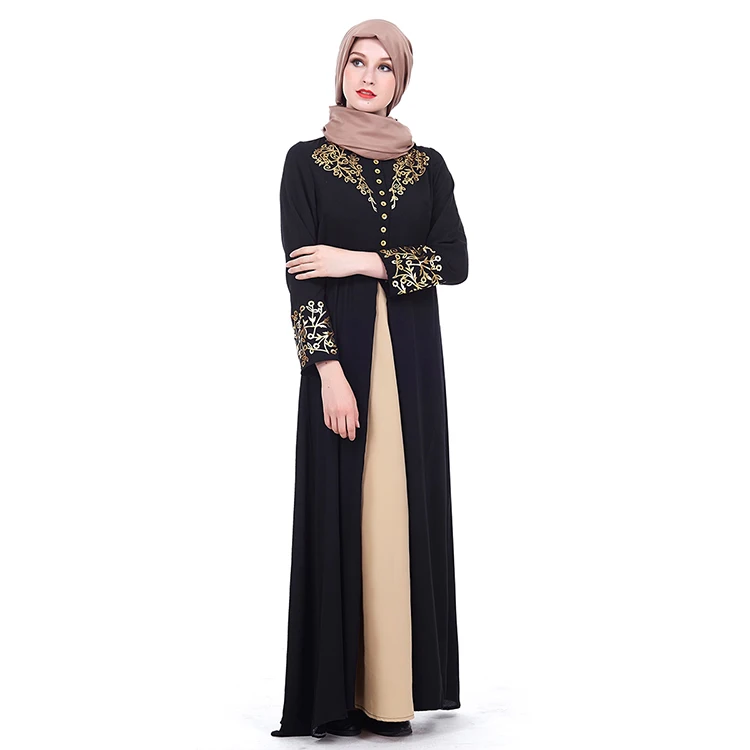 New Design Fabric Black 100% Polyester Dubai Long Dresses Muslim Women's Abaya Wholesale
