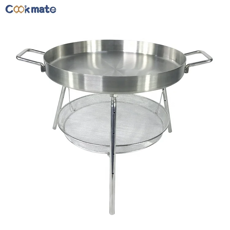 

Outdoor BBQ Cooking Grill Pan Frying Flat Plate, Silver/black