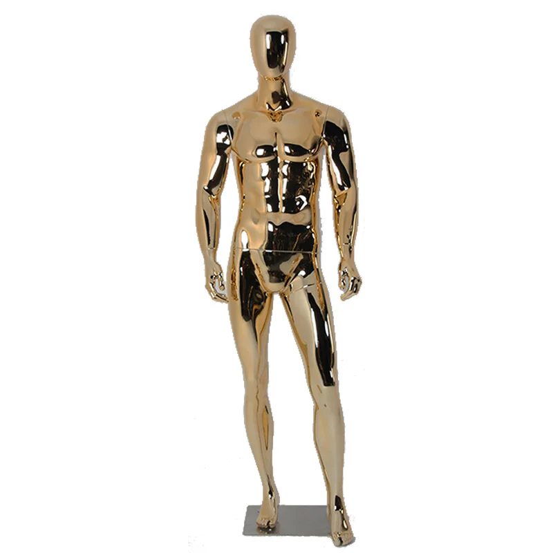 

Fiberglass Window display realistic full body male gold mannequin