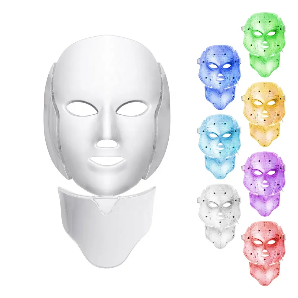 

7 in 1 personal face skin care device phototherapy led facial masks instrument for anti acne wrinkles skin whitening, Whtie