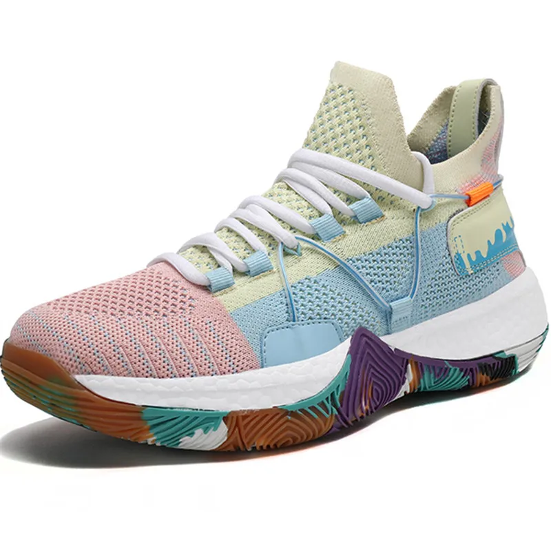 

Dropshipping Custom Logo Colorful Chunky 2021 Breathable Basketball Footwear Men Athletic Sport Trainers Platform Shoes