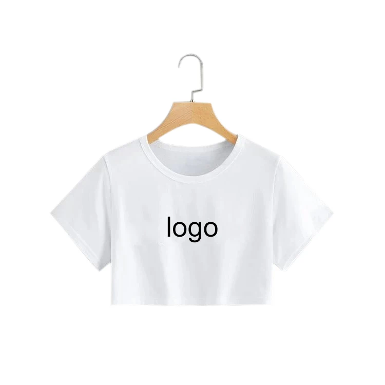 

2020 Wholesales Summer Customized Logo Sexy Round Neck Crop Short Sleeve Crop Tee