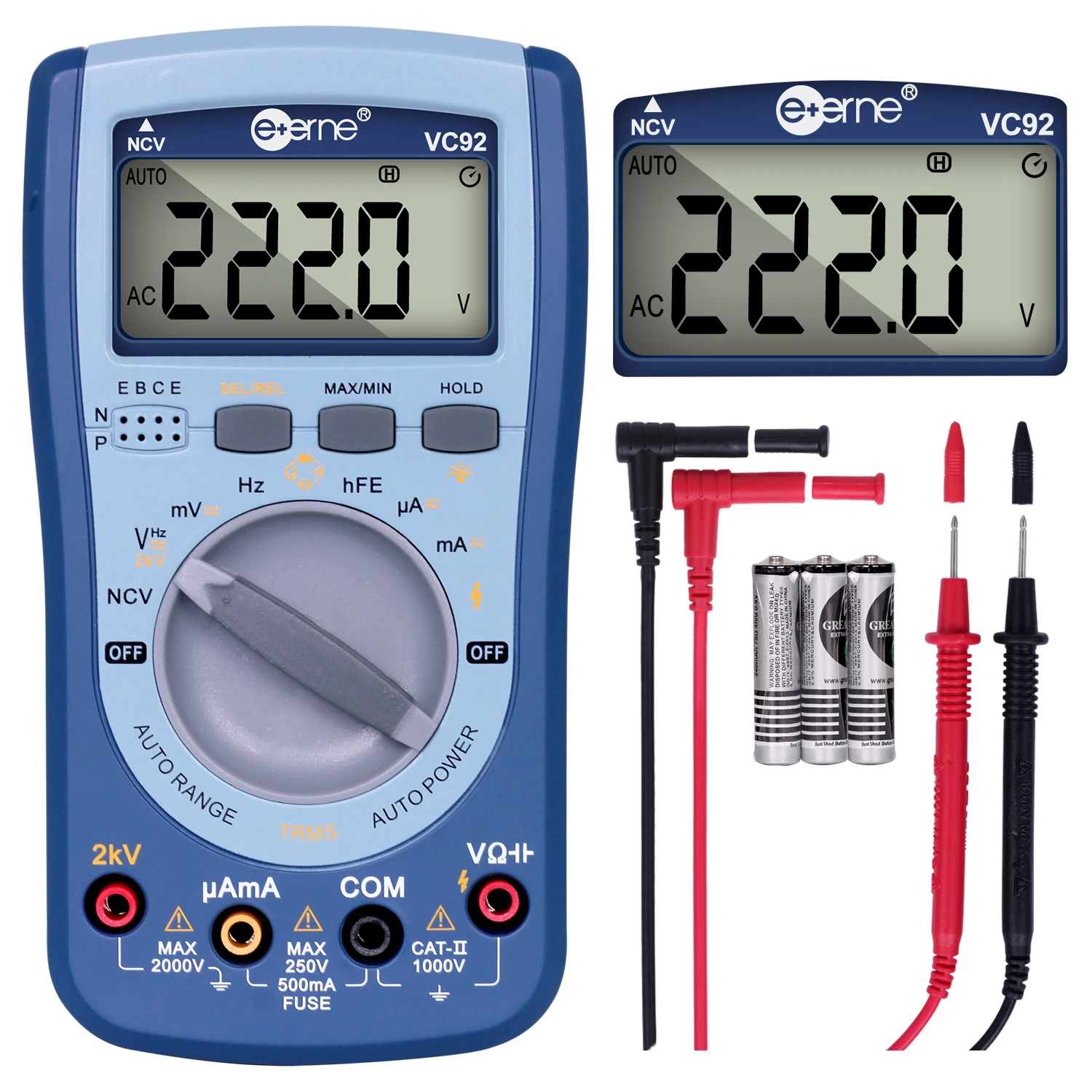 New VC92 /VC94  Identification Digital Multimeter AC/DC Voltmeter/Capacitance Meter/Transistor Test /Temperature