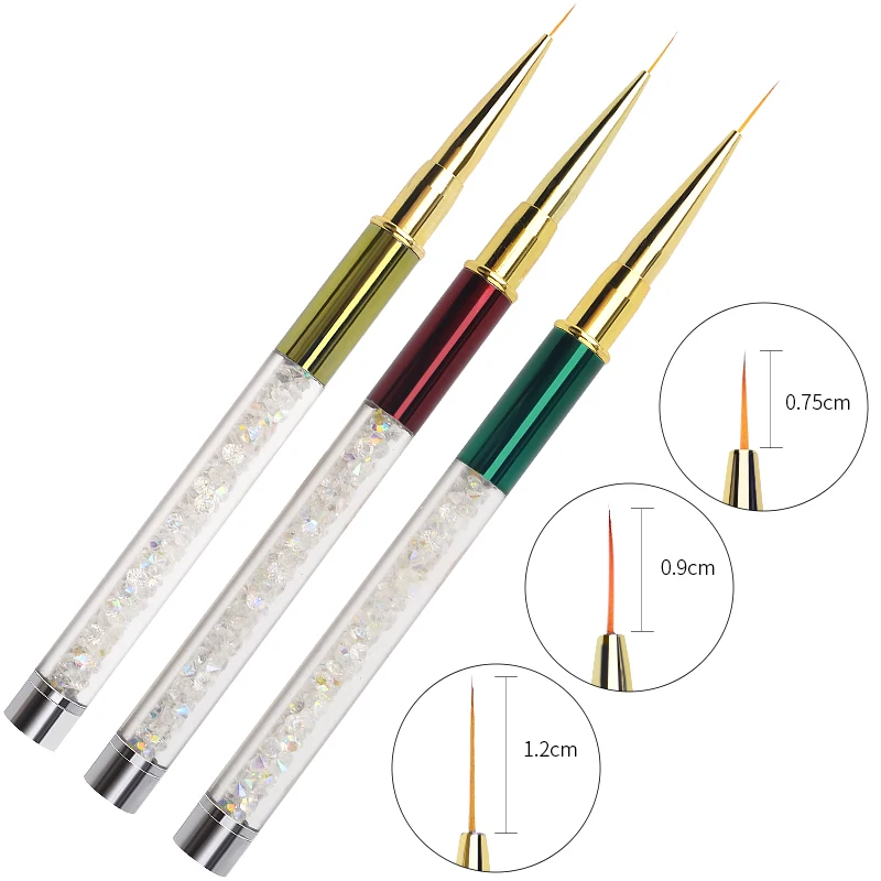 

1Pcs Professional Nail Art Brush For UV Gel Polish Drawing Liner Painting Pen Rhinestones Gradient Handle Manicure Brushes Tools, Gradient red, yellow, green