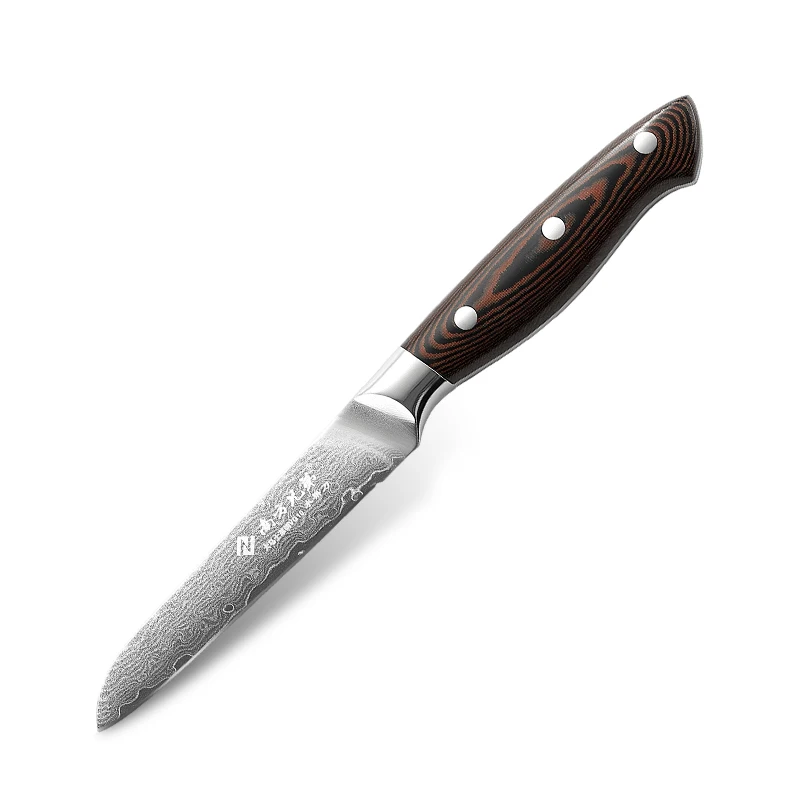 

Damascus Paring Knife Professional Super Steel VG10 High Damascus Steel Comfortable Ergonomic Wood Grain Handle 3.5 Inch