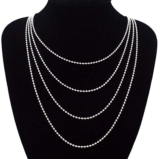 

Stainless Steel Bead Chain Necklace, obmwang 20pcs 30" Long Adjustable Metal Ball Chains 2mm Bead, Customized