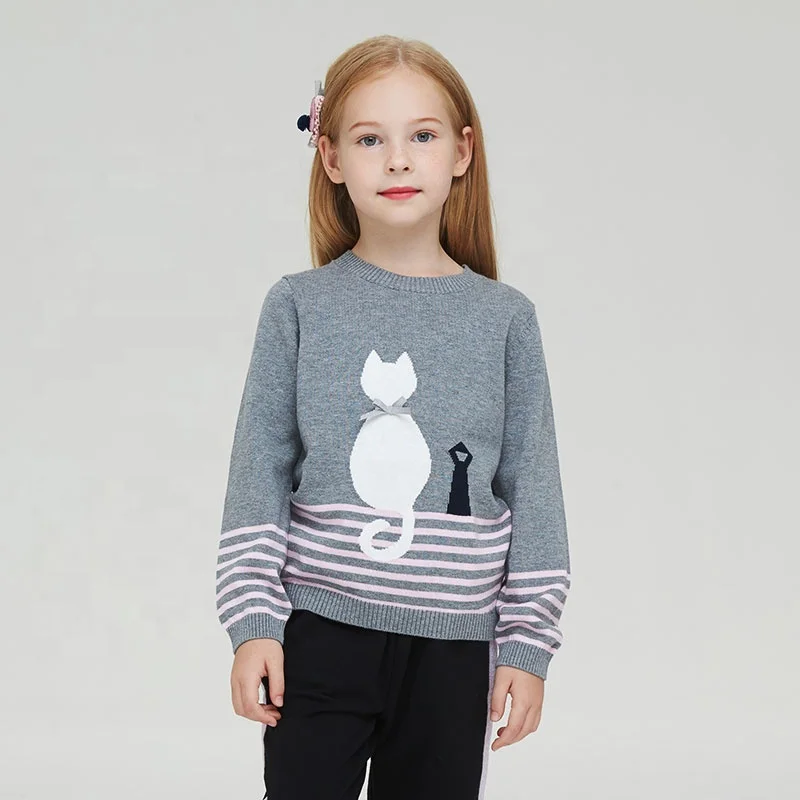 

Gabby Loop Kids Autumn Crew Neck Knit Sweater For Children Animal Pattern Girls Intarsia Pullover Kids Sweaters 100% Cotton