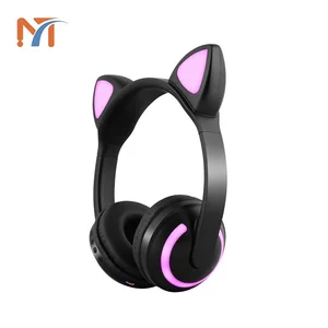 Adjustable Cat Ear Wireless Headphones Colourful LED Lights