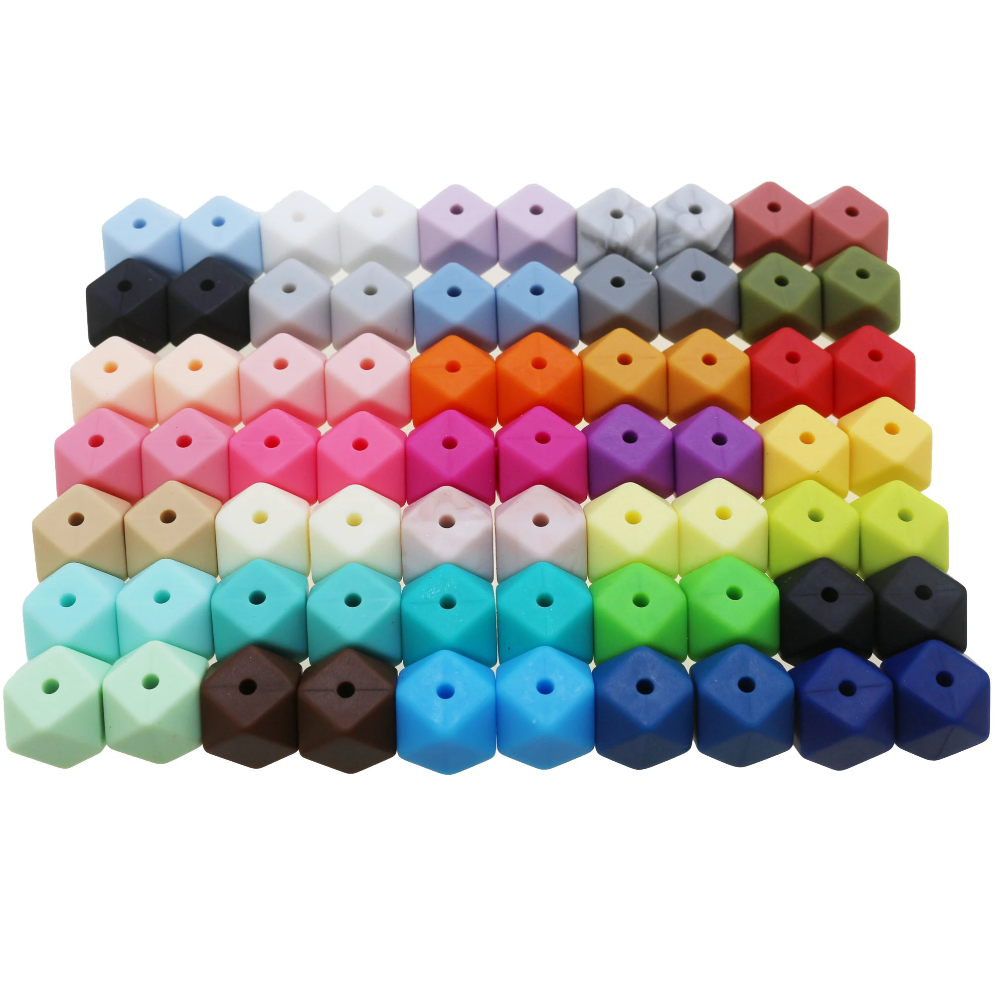 

BPA FREE food grade wooden 17mm hexagon silicone beads For Jewelry Making  hexagon silicone beads bpa free, 33 colors, customed