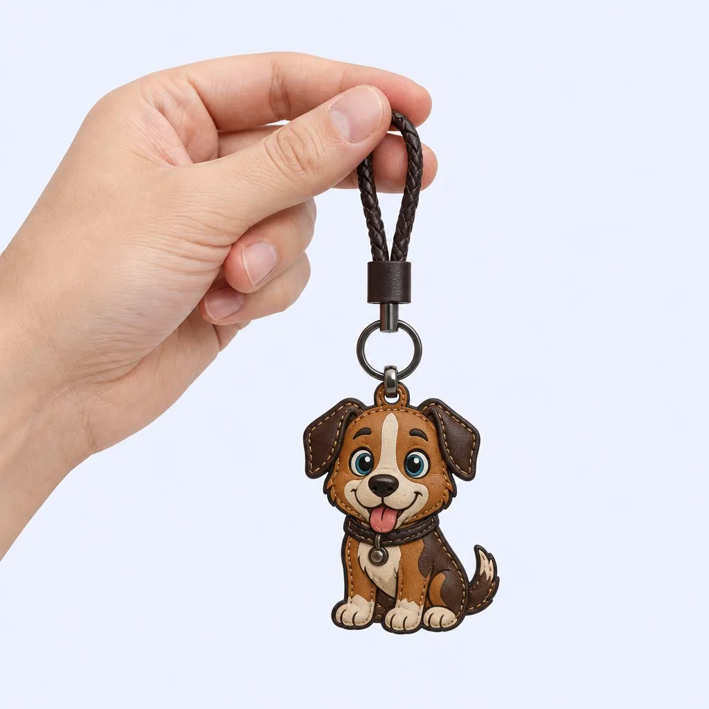 Playful Puppy Leather Charm