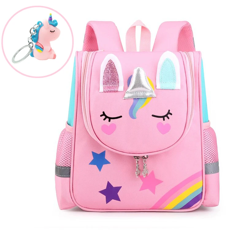 

2021 Creative New Arrivals Kindergarten Schoolbag Cartoon Cute Unicorn School Backpack For Kids With Pendant