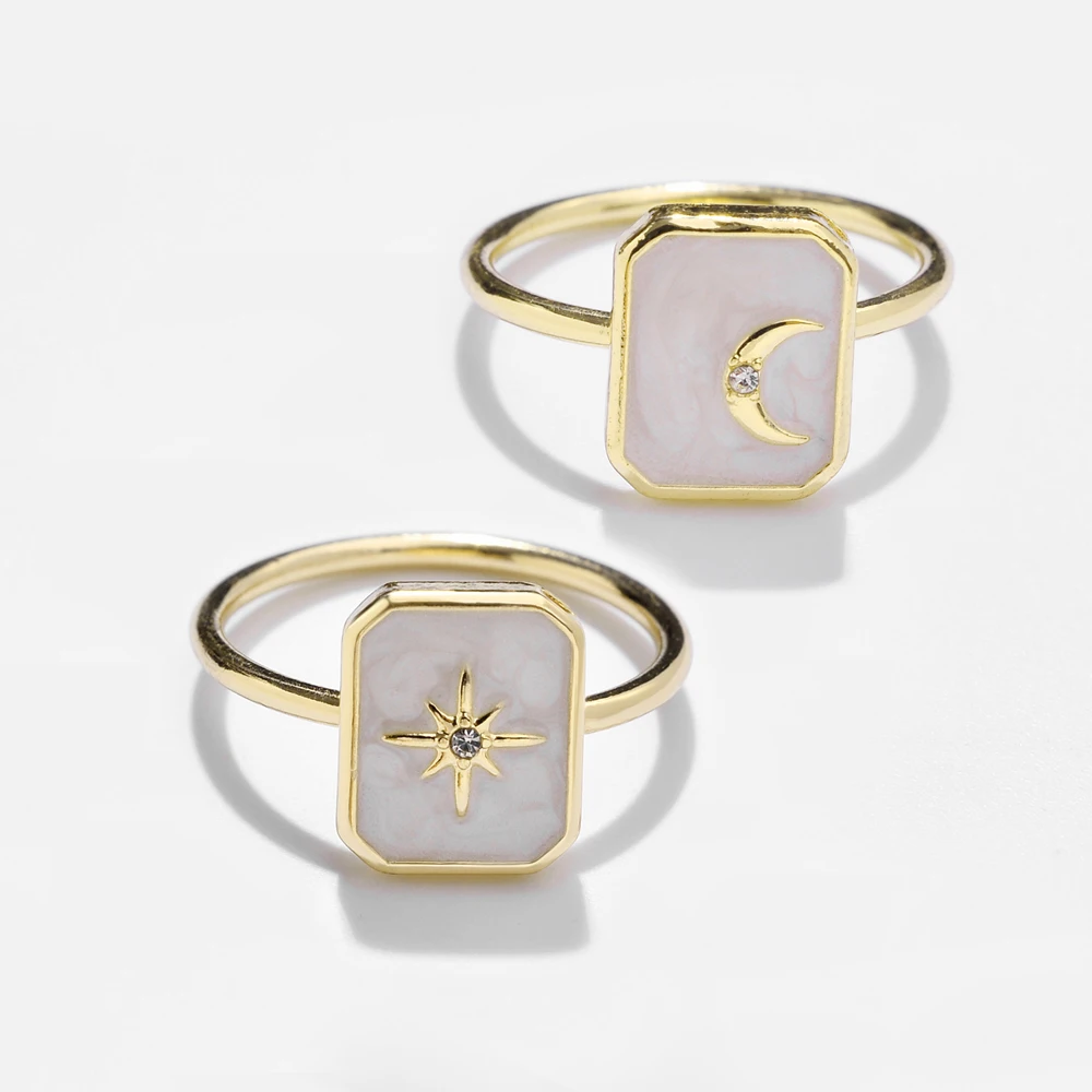 

Fashion 14k gold jewelry wholesale moon and star signet mood ladies rings, Optional as picture,or customized