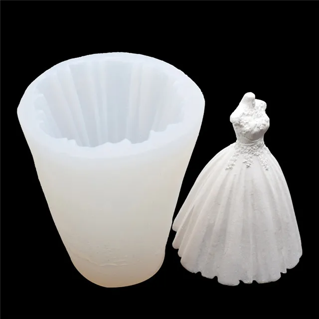 

Handmade Soap Silicone Mold Candle Car Aromatherapy Mold Wedding Dress 2 Generation Three-dimensional Wedding Dress, As show